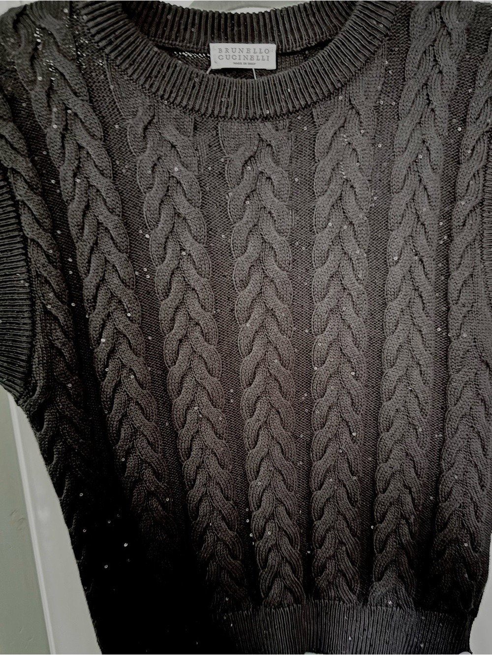 BNWT!!! Brunello Cucinelli Cotton Dazzling Double Cable Sweater Vest - Size M - Picture 10 of 11